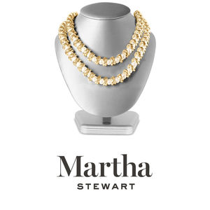 Martha Stewart Elegant Two Strand Gold and Pearl Necklace, 18 Inches For Women